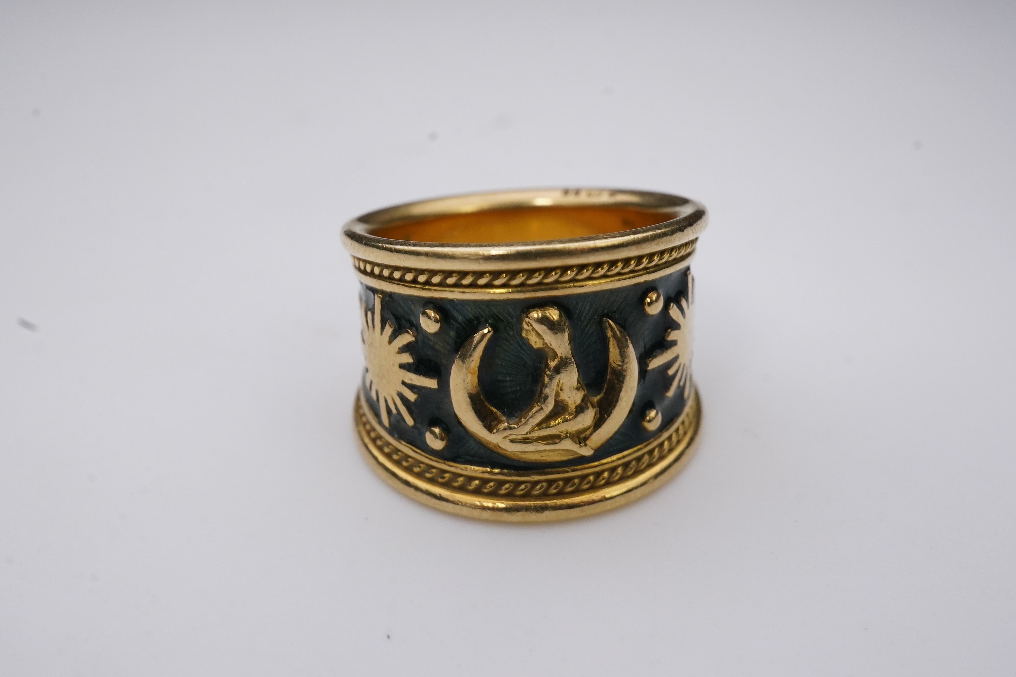 Elizabeth Gage, an enamel zodiac 'Virgo' ring, circa 1990